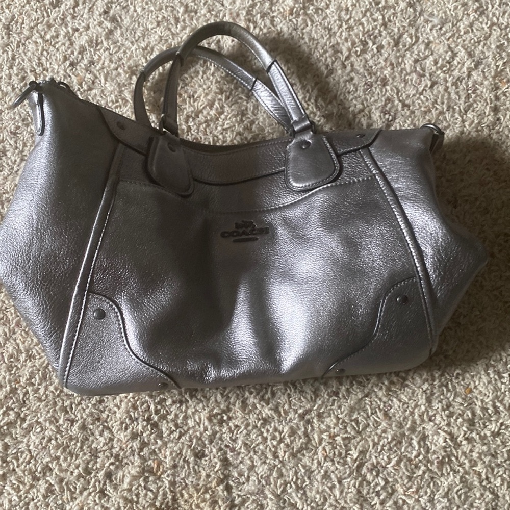 Pewter Coach mid size purse great condition